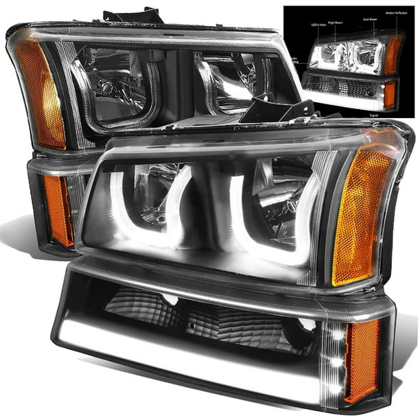 Details about   03-06 CHEVY SILVERADO/AVALANCHE TWIN HALO LED HEADLIGHTS BLK LED BUMPER LIGHTS